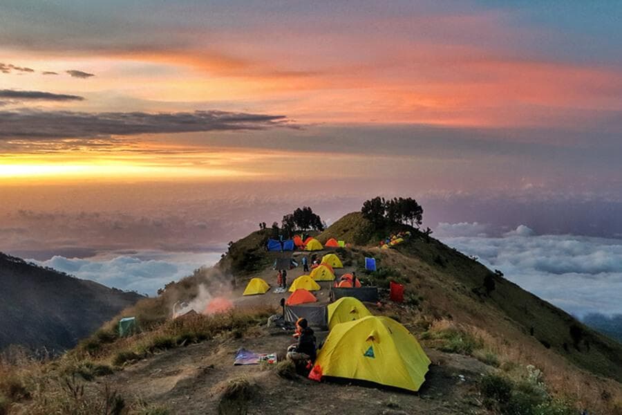 Camp by the crater